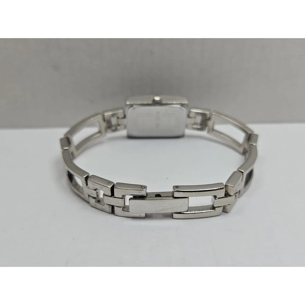 Womens Vintage Nine West .925 Sterling Silver Black Bracelet Watch New Battery